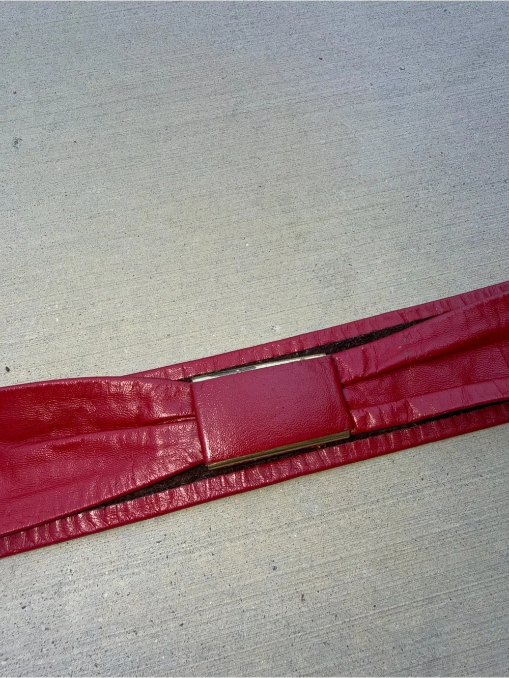 Vintage Red Leather Bow Style Waist Belt